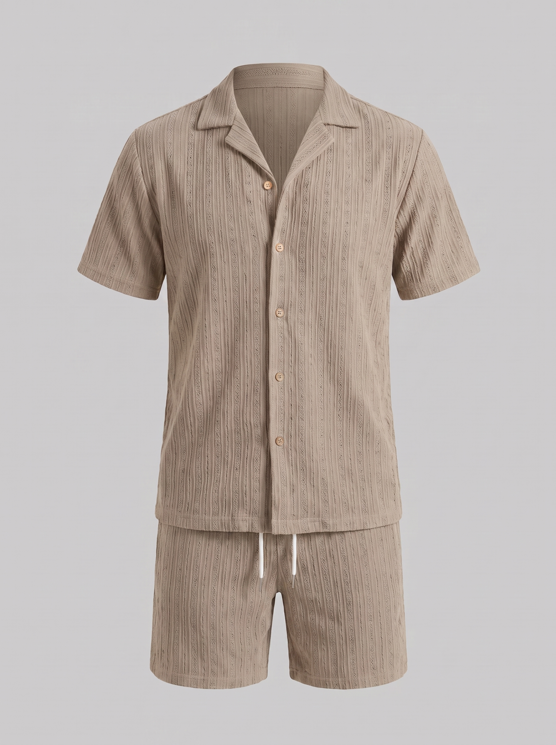 Men's Textured Stripe Short Sleeve Co-Ord Set