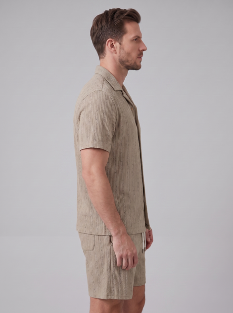 Men's Textured Stripe Short Sleeve Co-Ord Set