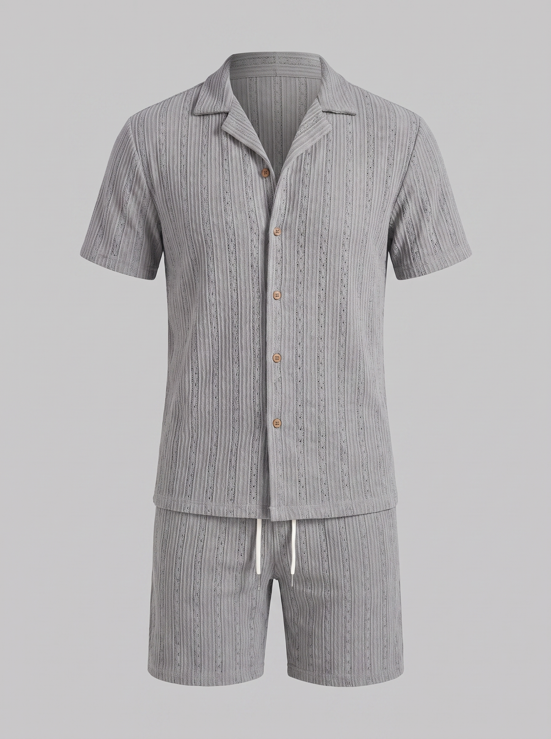 Men's Textured Stripe Short Sleeve Co-Ord Set