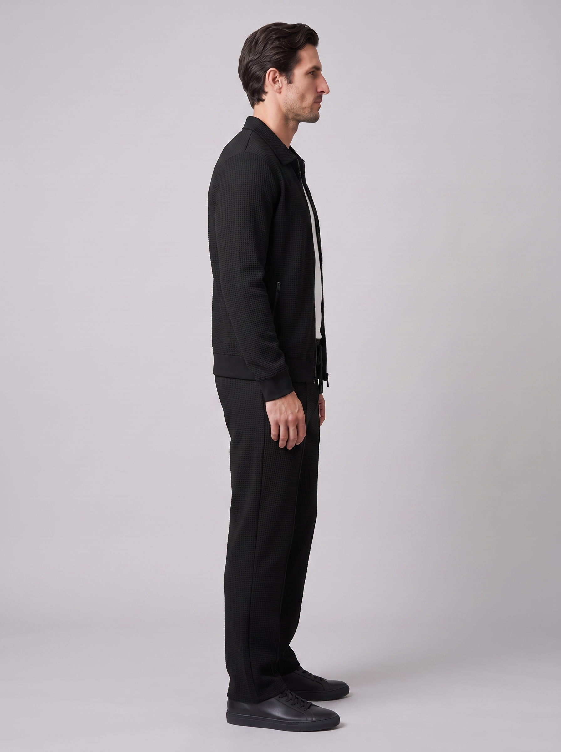 Men's Textured Zip Jacket Trouser Set