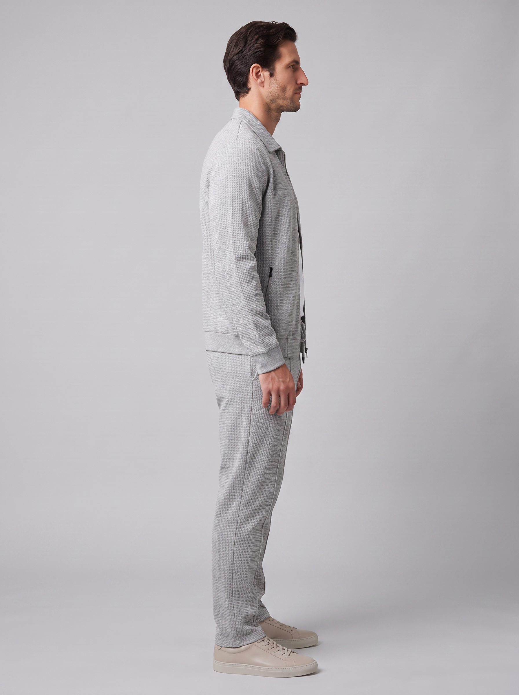 Men's Textured Zip Jacket Trouser Set