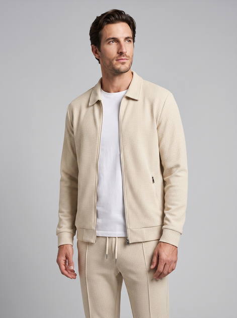 Men's Textured Zip Jacket Trouser Set