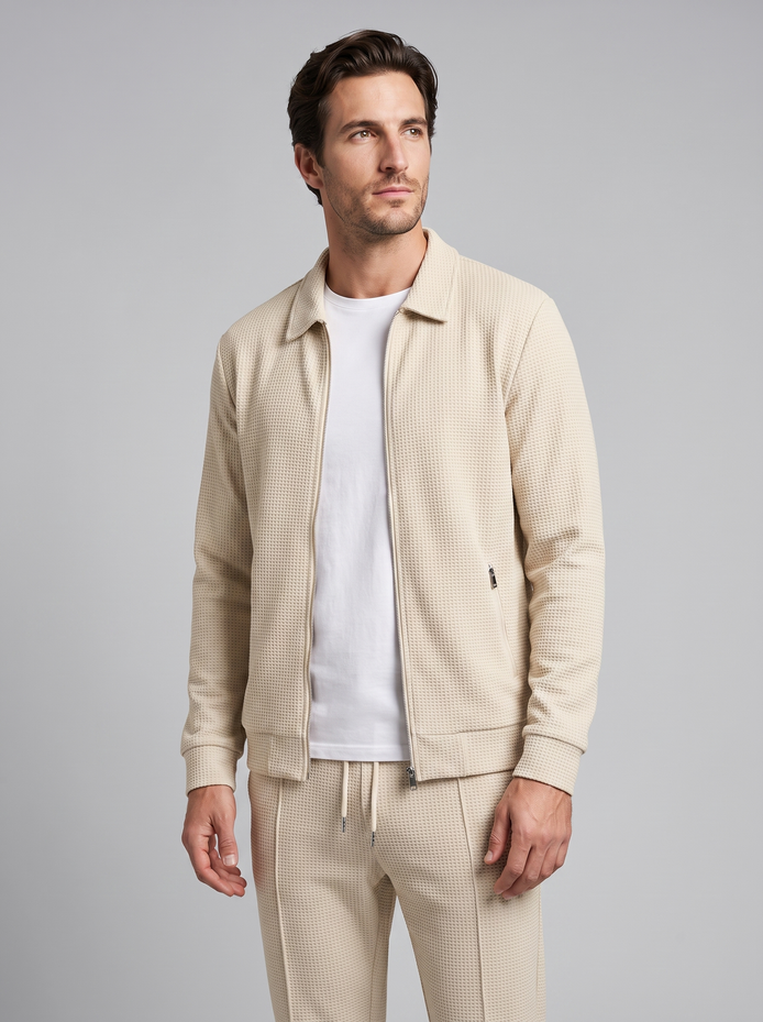 Men's Textured Zip Jacket Trouser Set