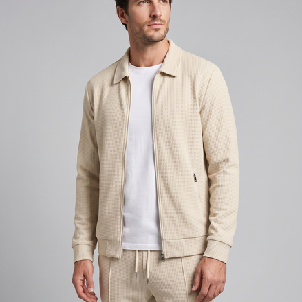 Men's Textured Zip Jacket Trouser Set