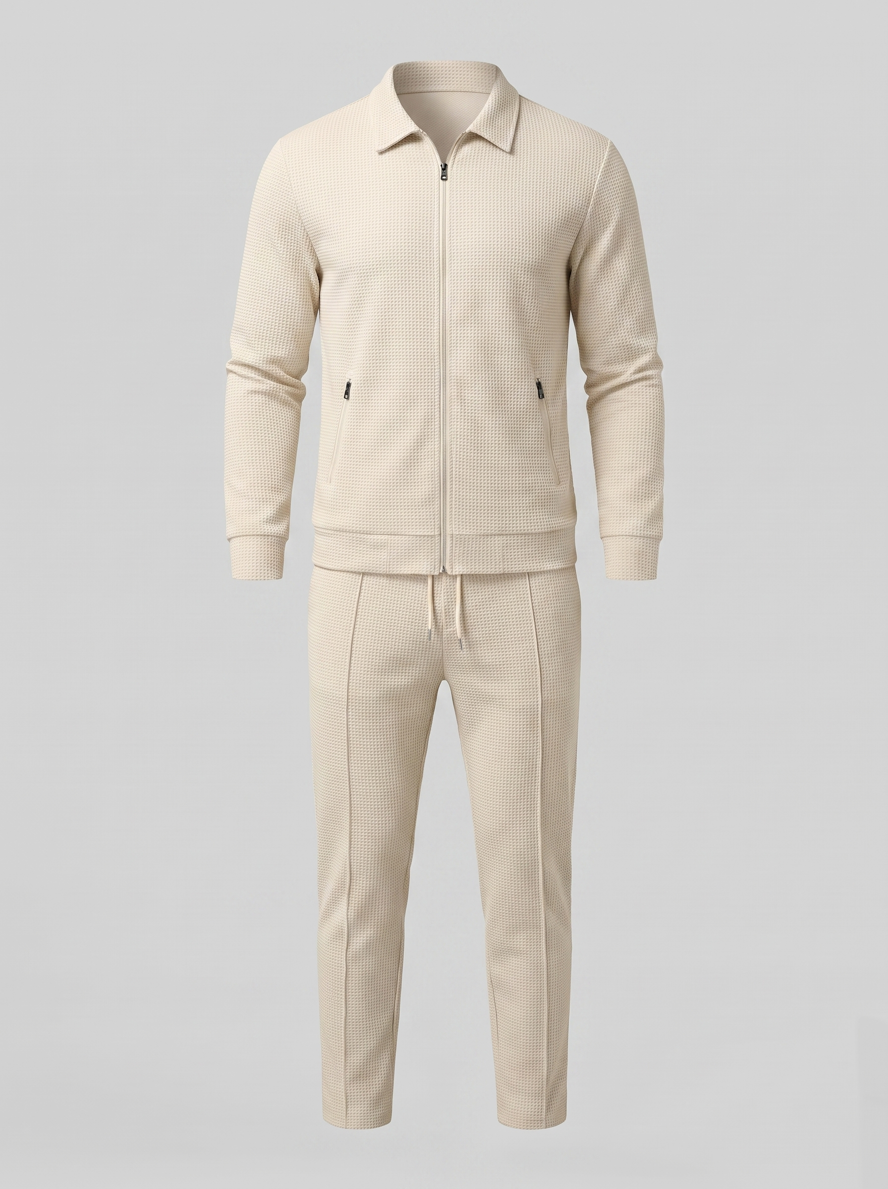 Men's Textured Zip Jacket Trouser Set