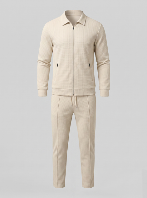 Men's Textured Zip Jacket Trouser Set