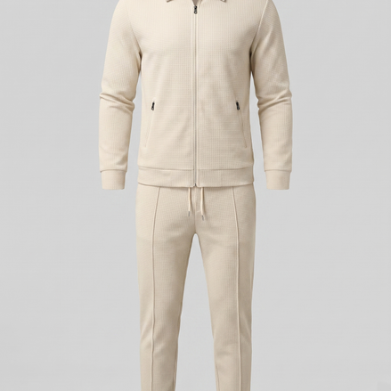 Men's Textured Zip Jacket Trouser Set