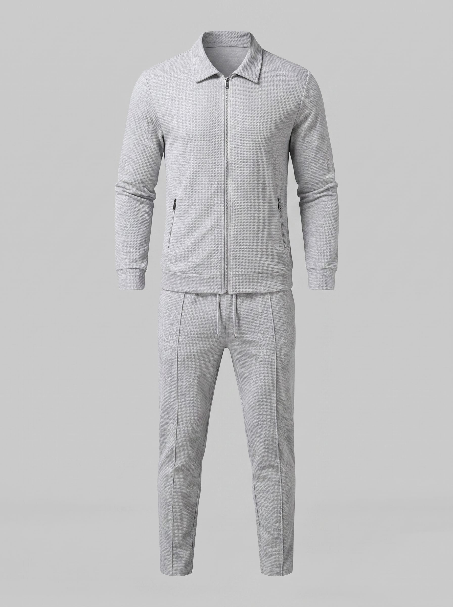 Men's Textured Zip Jacket Trouser Set