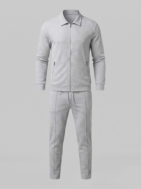 Men's Textured Zip Jacket Trouser Set