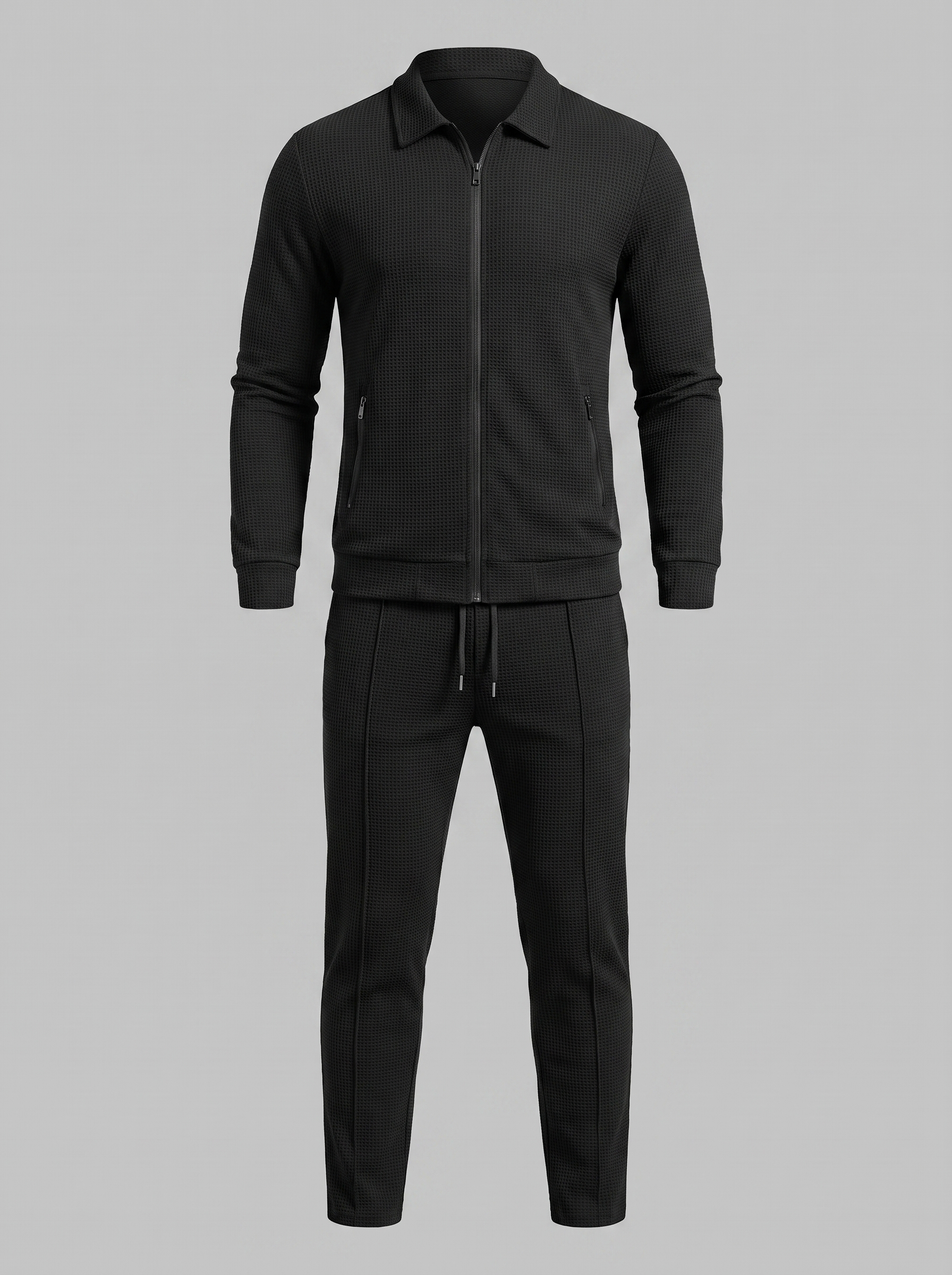 Men's Textured Zip Jacket Trouser Set
