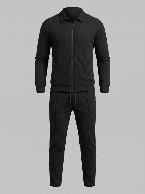 Men's Textured Zip Jacket Trouser Set