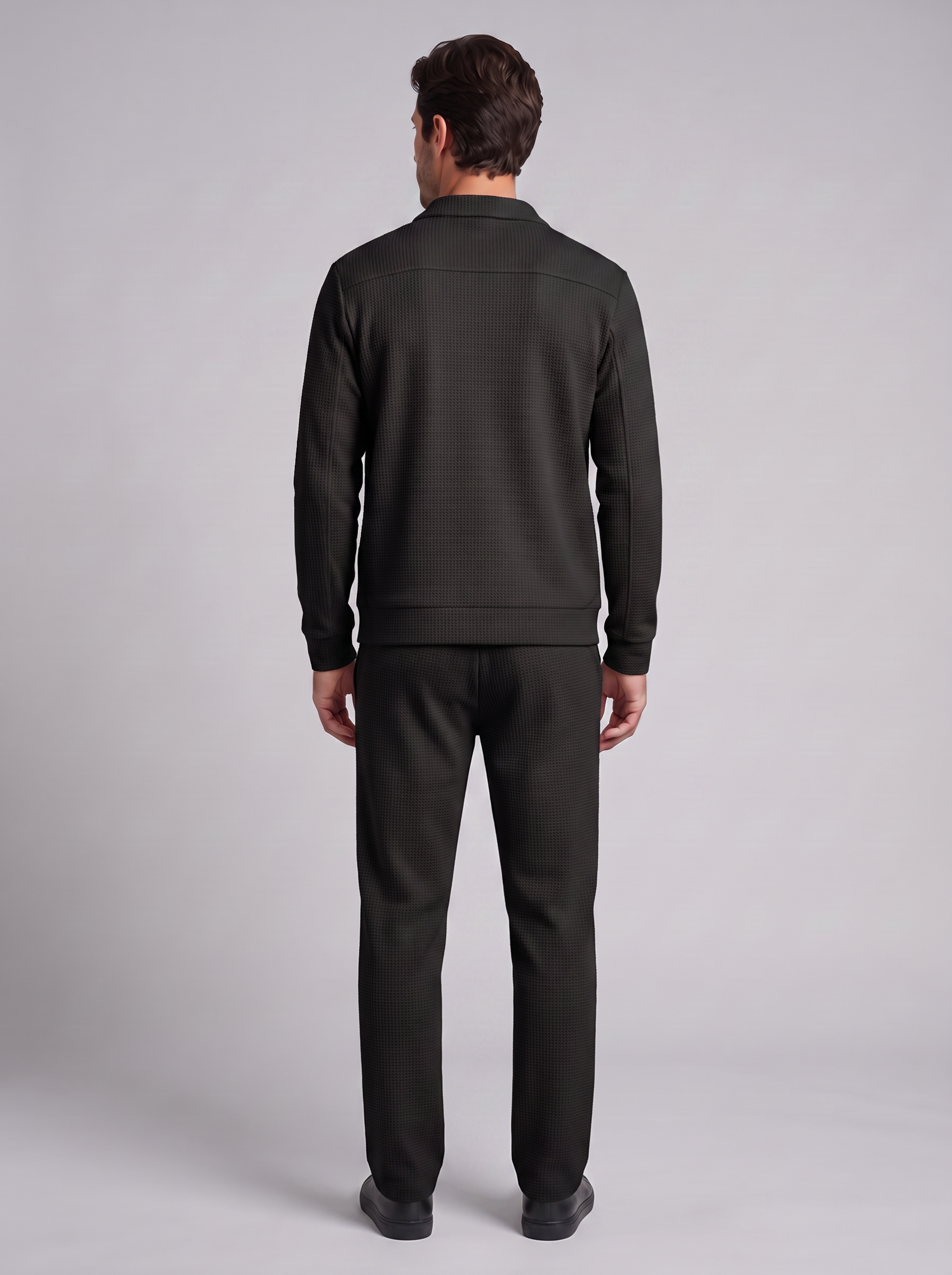 Men's Textured Zip Jacket Trouser Set