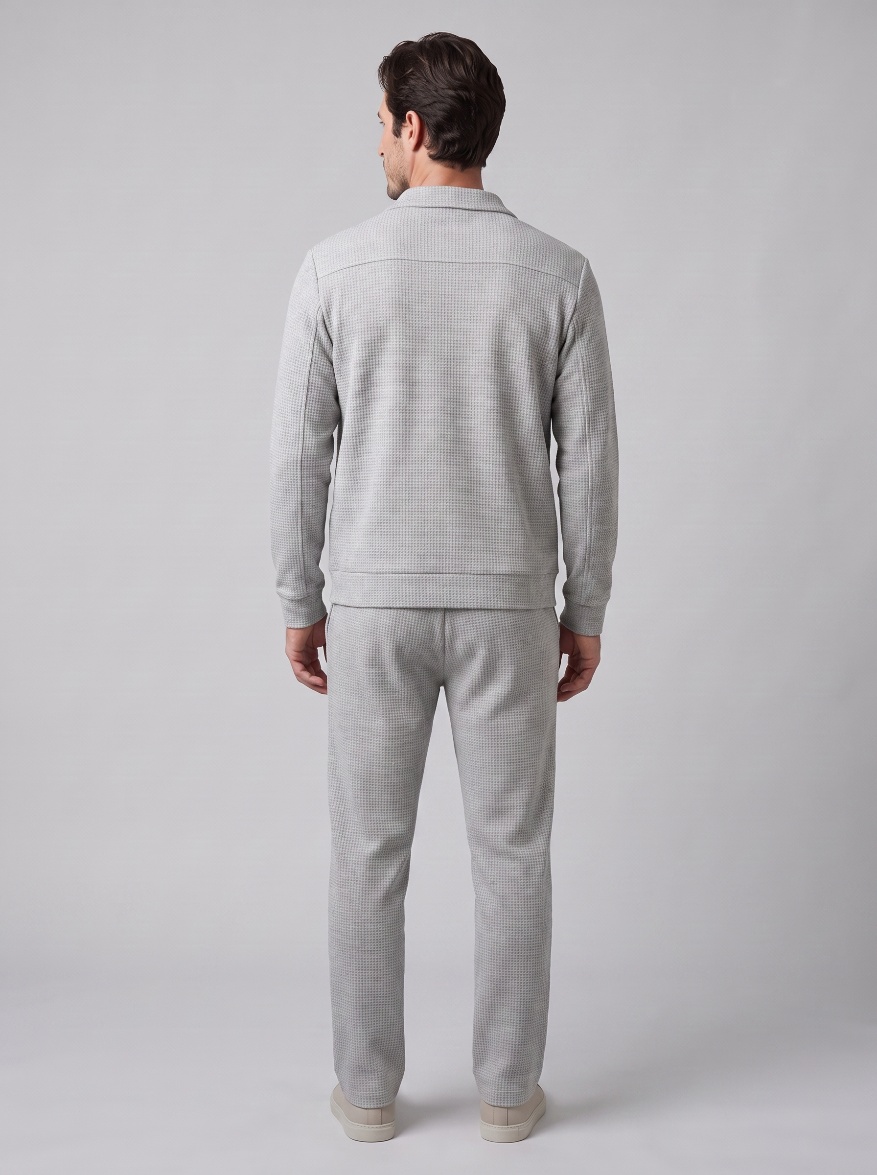 Men's Textured Zip Jacket Trouser Set