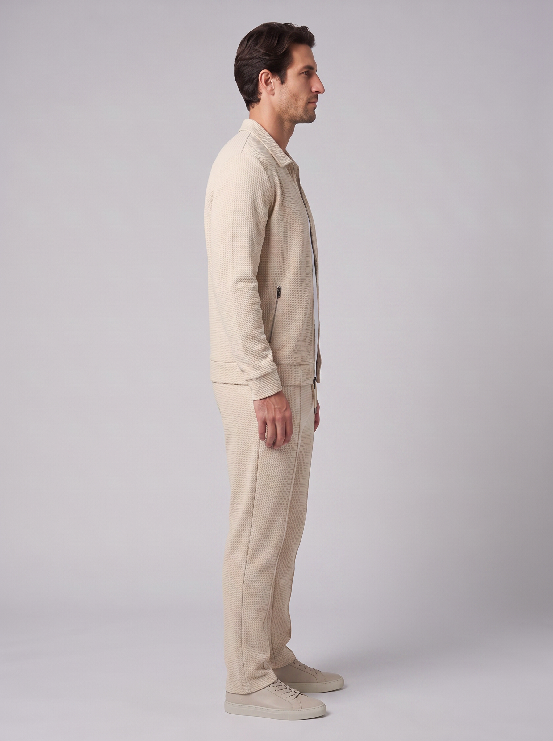 Men's Textured Zip Jacket Trouser Set