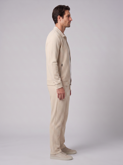 Men's Textured Zip Jacket Trouser Set