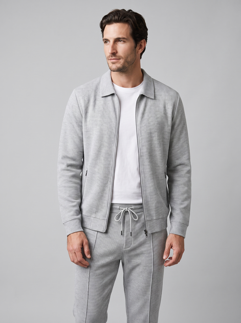 Men's Textured Zip Jacket Trouser Set