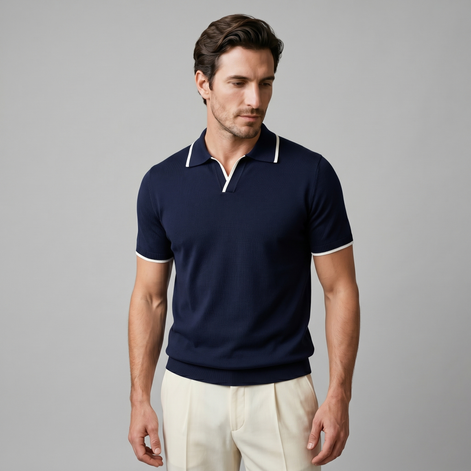 Men's Tipped Open-Collar Knit Polo