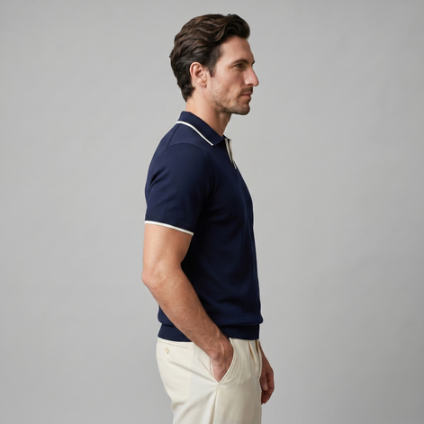 Men's Tipped Open-Collar Knit Polo