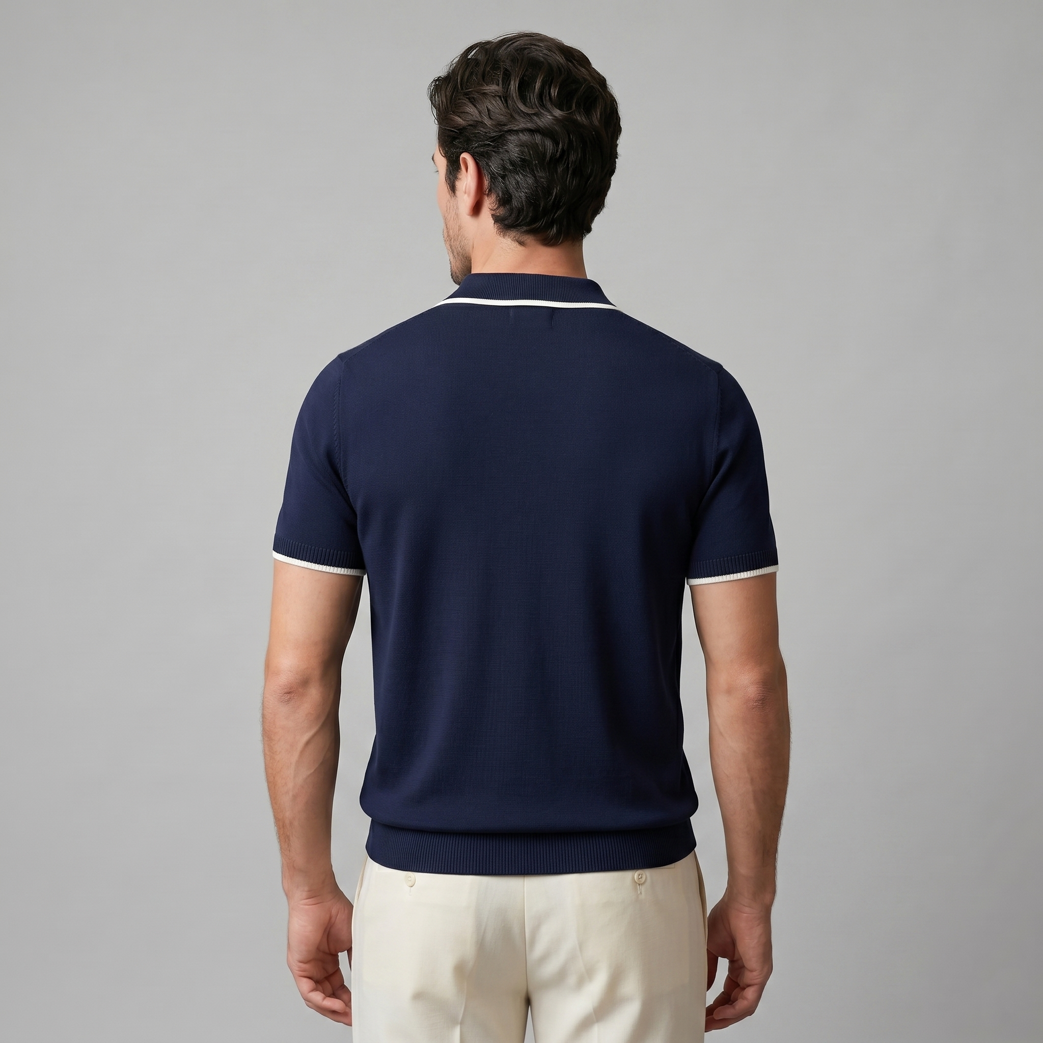 Men's Tipped Open-Collar Knit Polo