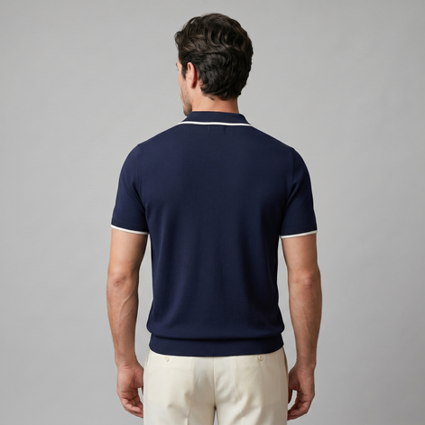 Men's Tipped Open-Collar Knit Polo