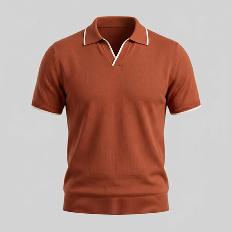 Men's Tipped Open-Collar Knit Polo