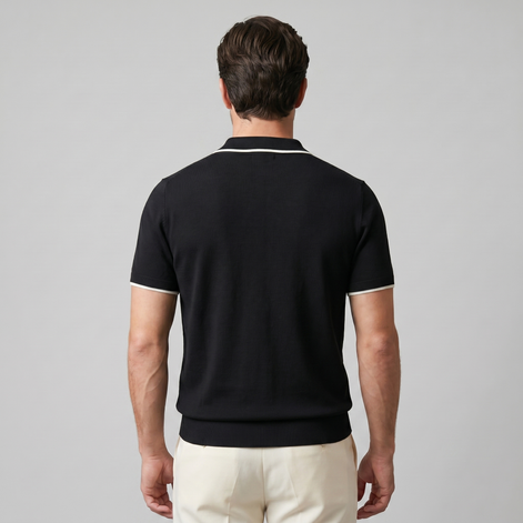 Men's Tipped Open-Collar Knit Polo
