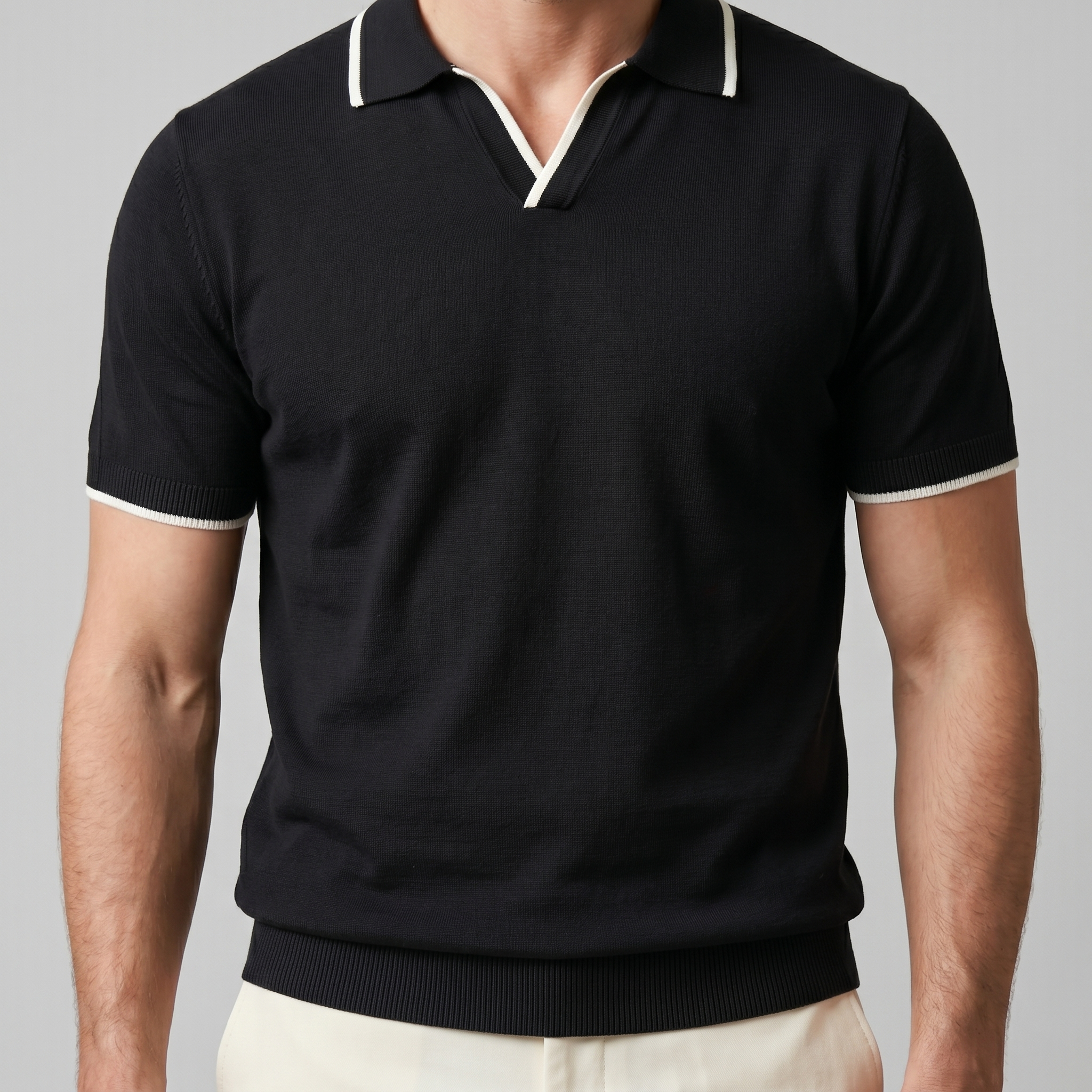 Men's Tipped Open-Collar Knit Polo