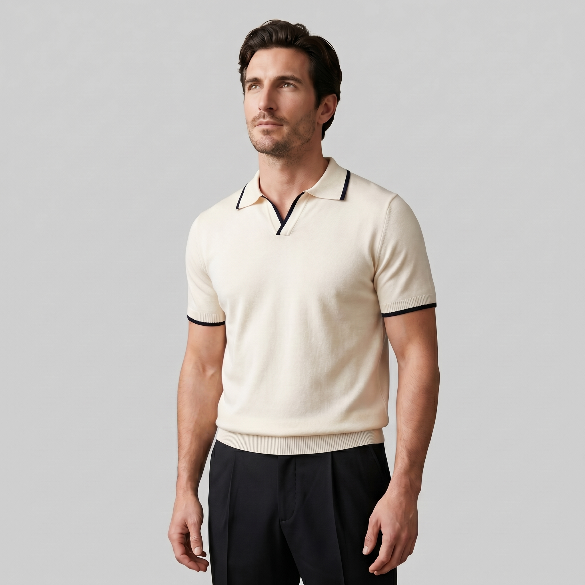 Men's Tipped Open-Collar Knit Polo