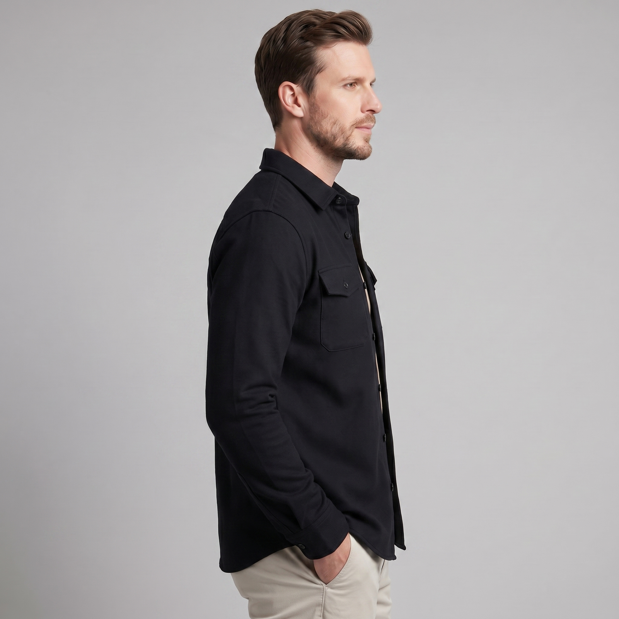 Men's Twin-Pocket Overshirt Slim Fit