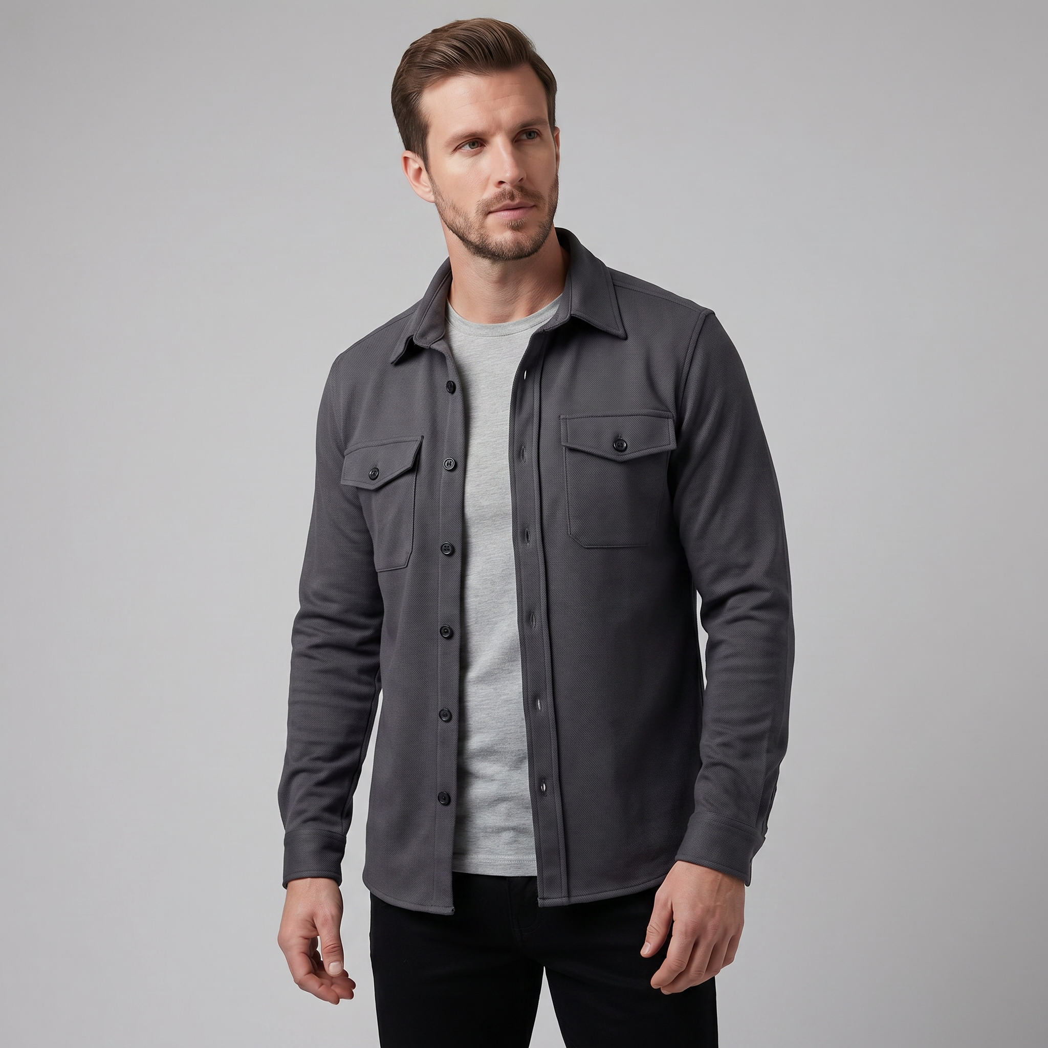 Men's Twin-Pocket Overshirt Slim Fit