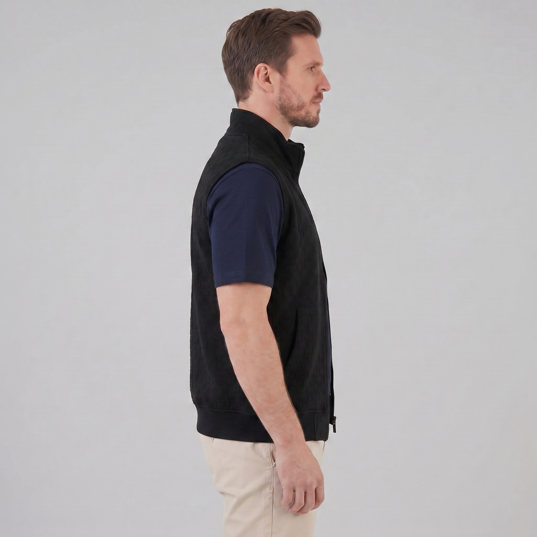 Men's Utility Zip Vest with Stand-Up Collar