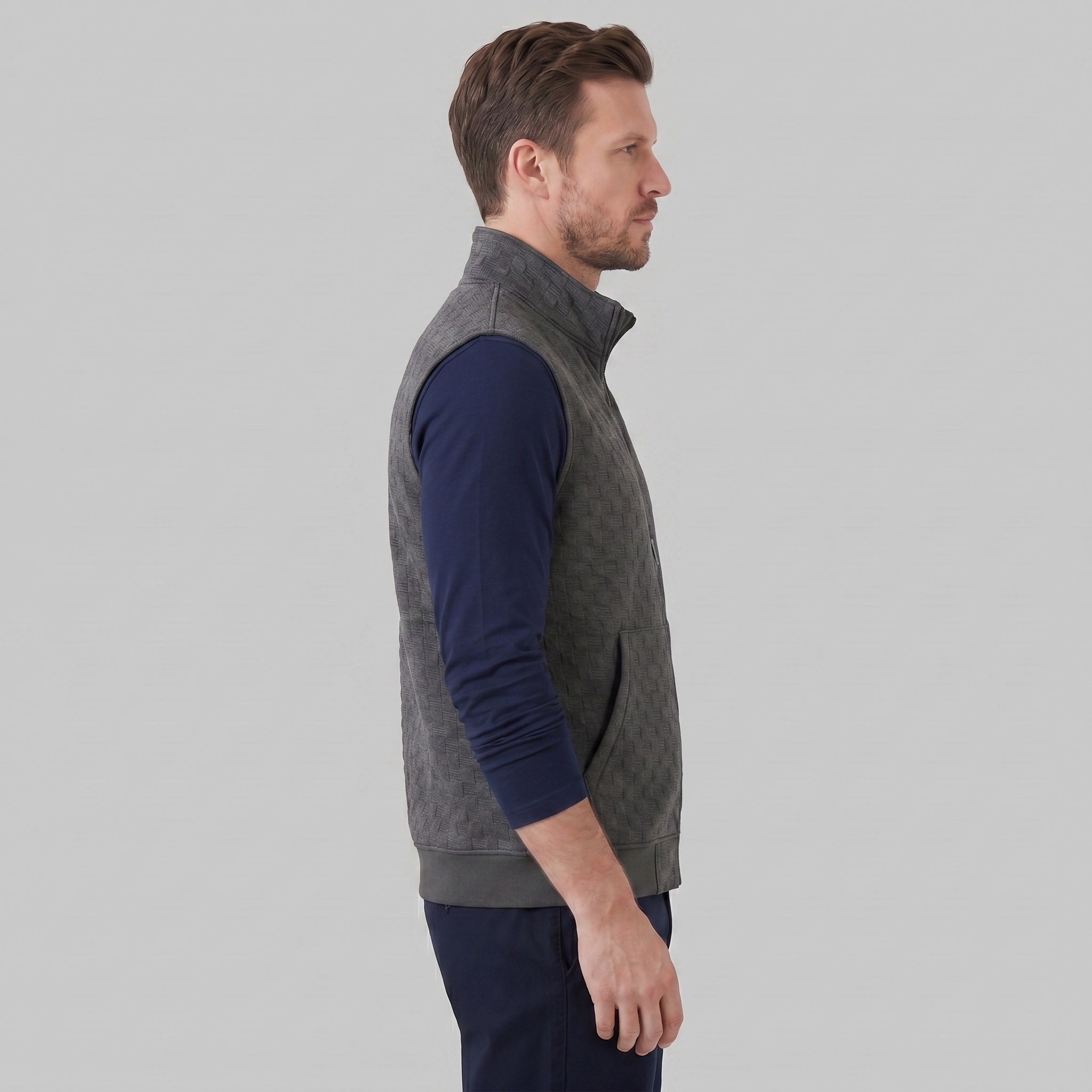 Men's Utility Zip Vest with Stand-Up Collar