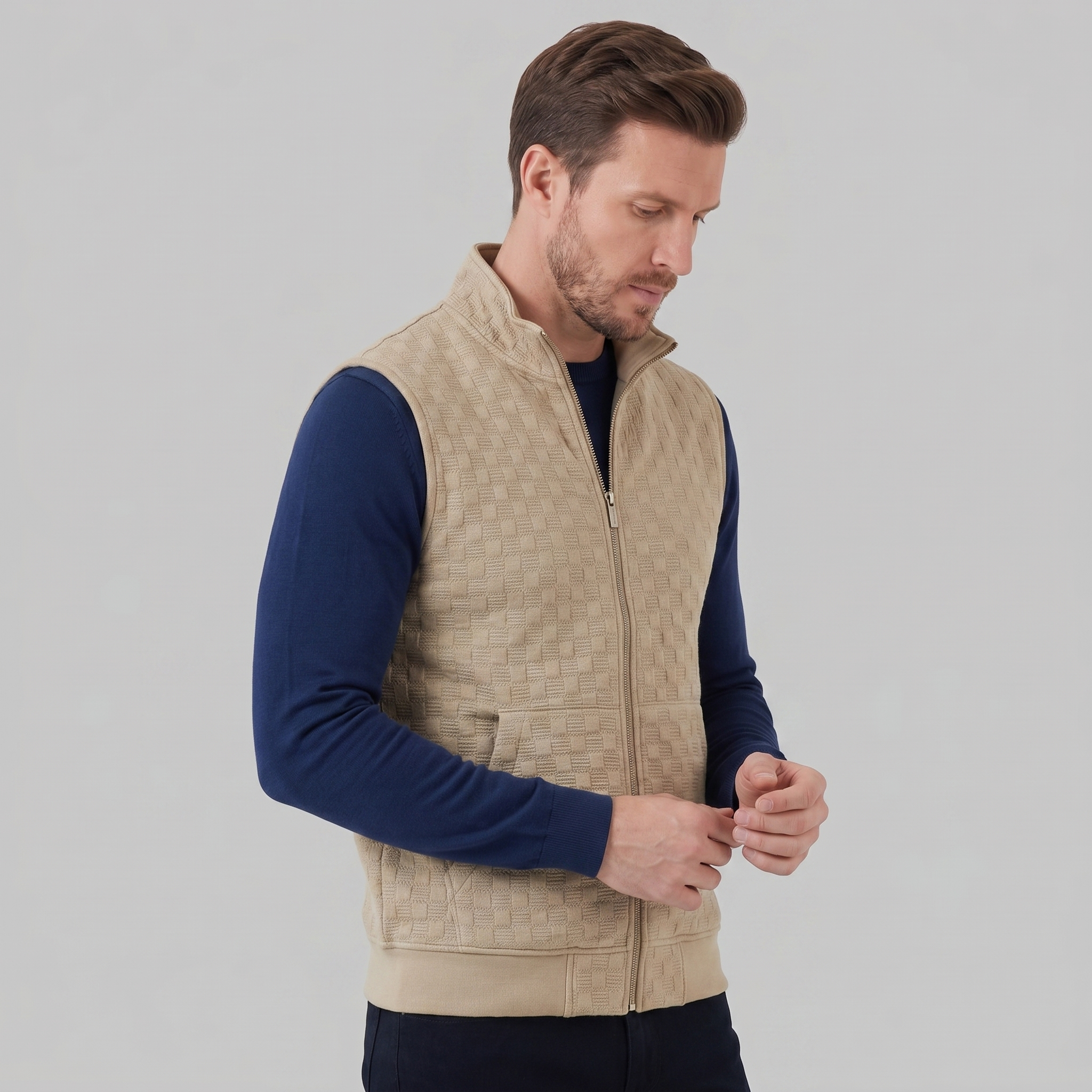 Men's Utility Zip Vest with Stand-Up Collar