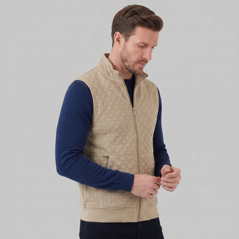 Men's Utility Zip Vest with Stand-Up Collar