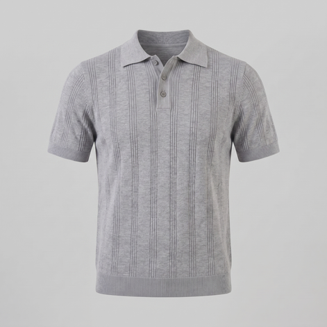 Men's Vertical Stripe Knit Polo