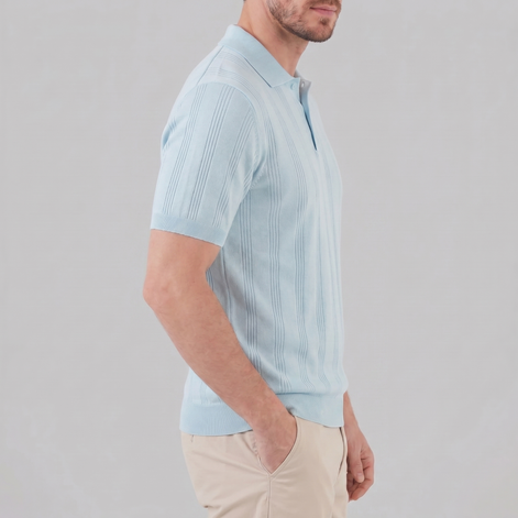 Men's Vertical Stripe Knit Polo