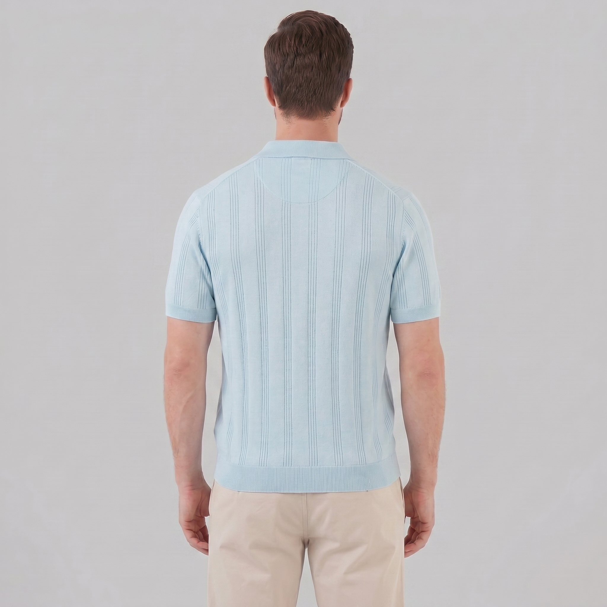 Men's Vertical Stripe Knit Polo