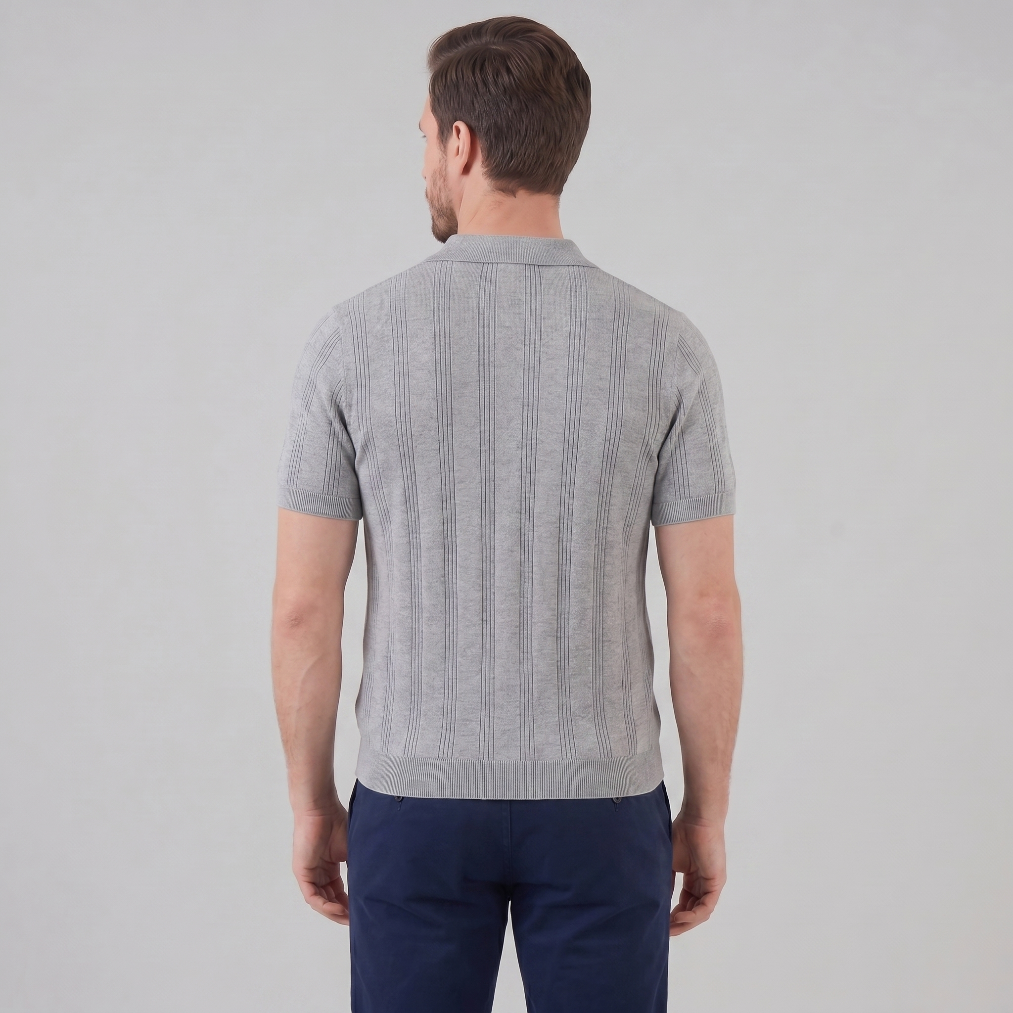 Men's Vertical Stripe Knit Polo