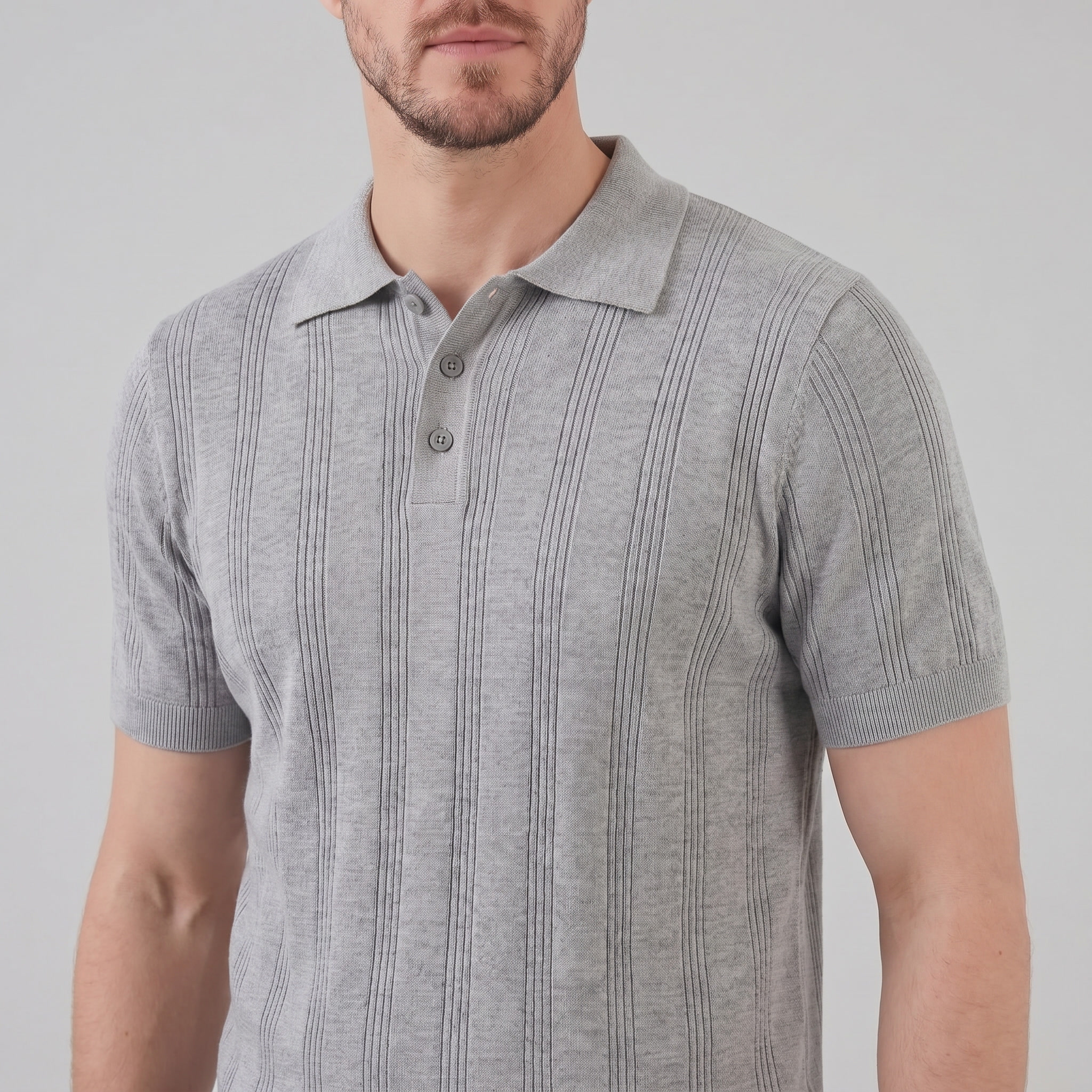 Men's Vertical Stripe Knit Polo