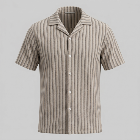 Men's Vertical Stripe Knit Resort Shirt