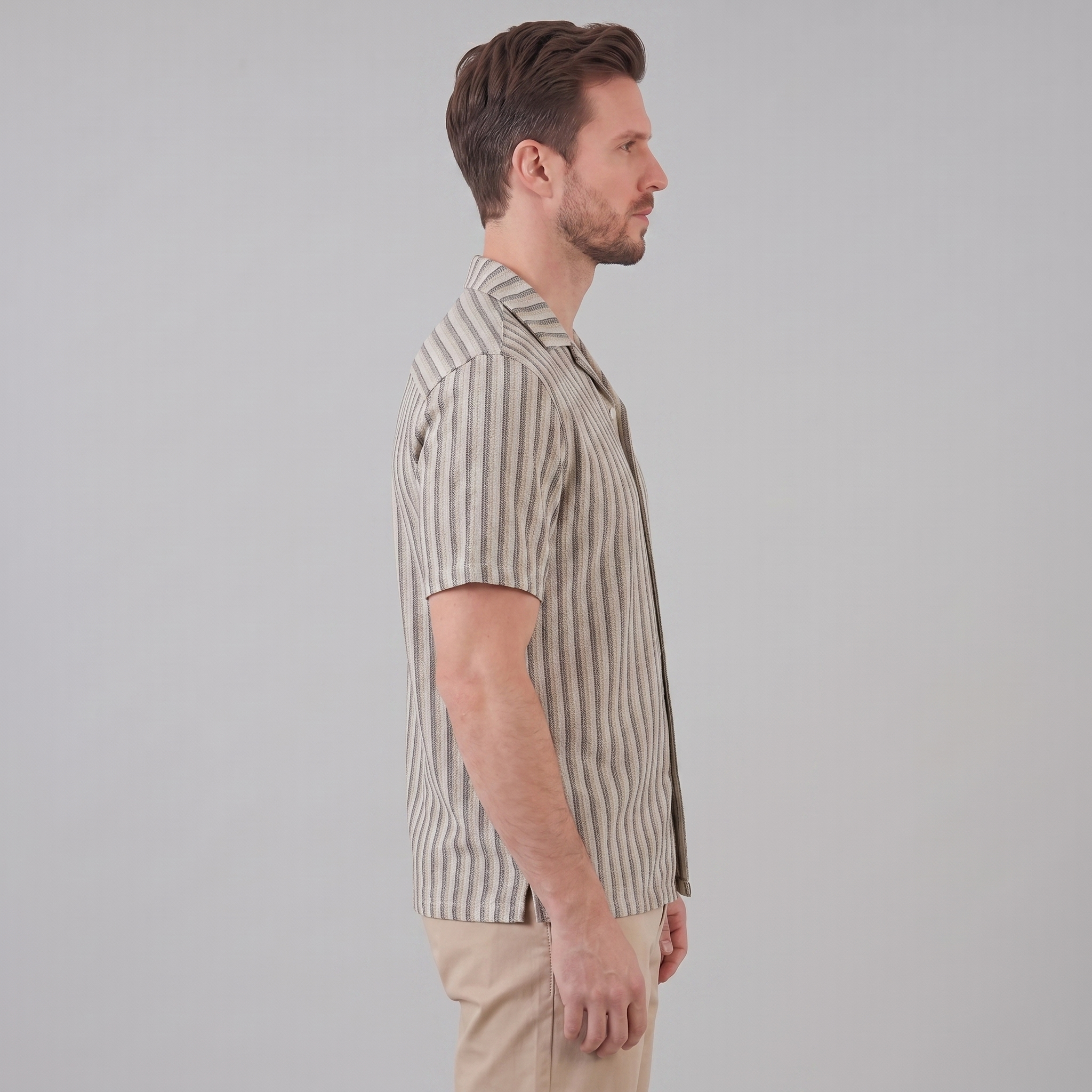 Men's Vertical Stripe Knit Resort Shirt
