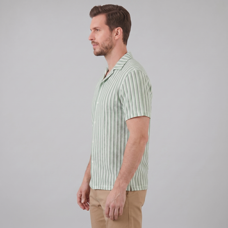 Men's Vertical Stripe Knit Resort Shirt