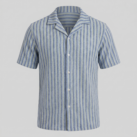 Men's Vertical Stripe Knit Resort Shirt