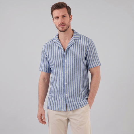 Men's Vertical Stripe Knit Resort Shirt