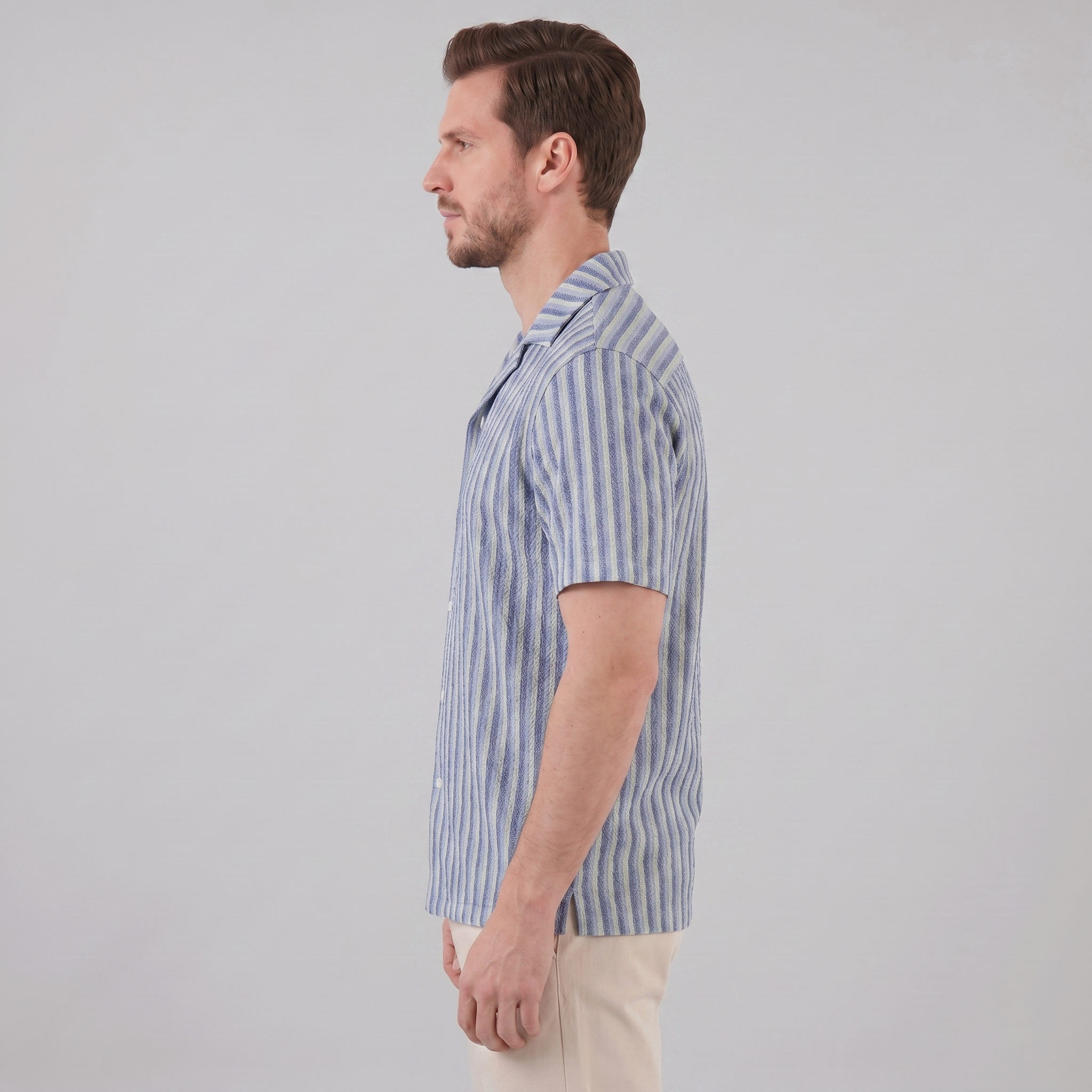 Men's Vertical Stripe Knit Resort Shirt
