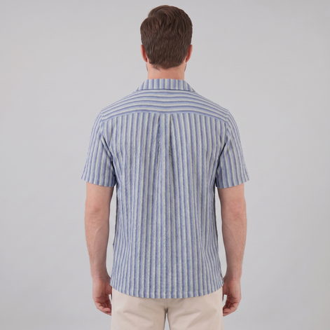 Men's Vertical Stripe Knit Resort Shirt