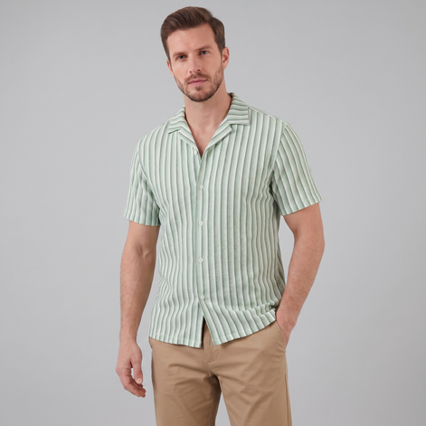 Men's Vertical Stripe Knit Resort Shirt