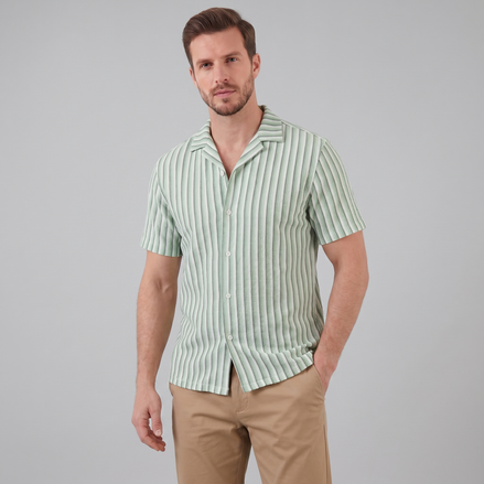 Men's Vertical Stripe Knit Resort Shirt