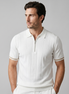 Men's Vertical Stripe Zip-Neck Polo