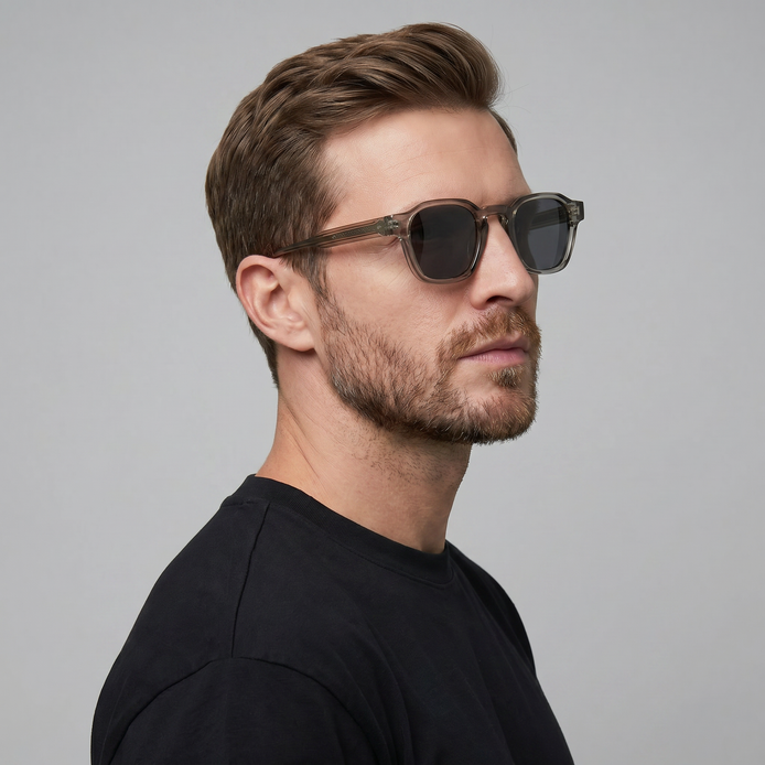 Men's Vintage Square Sunglasses with Dark Lenses